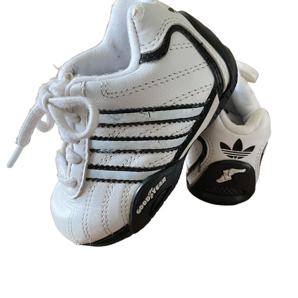 Adidas Goodyear Infant Toddler Tennis Shoe White Black Size 4K Sneakers